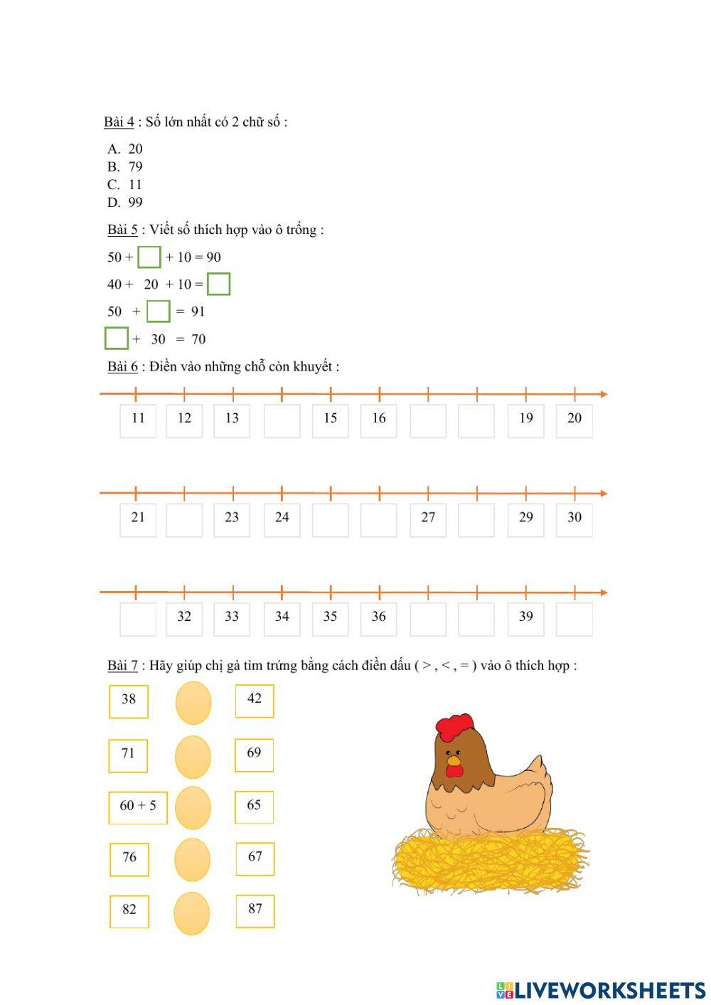 PHIẾU BÀI TẬP CUỐI TUẦN TOÁN LỚP 2 - TUẦN 1