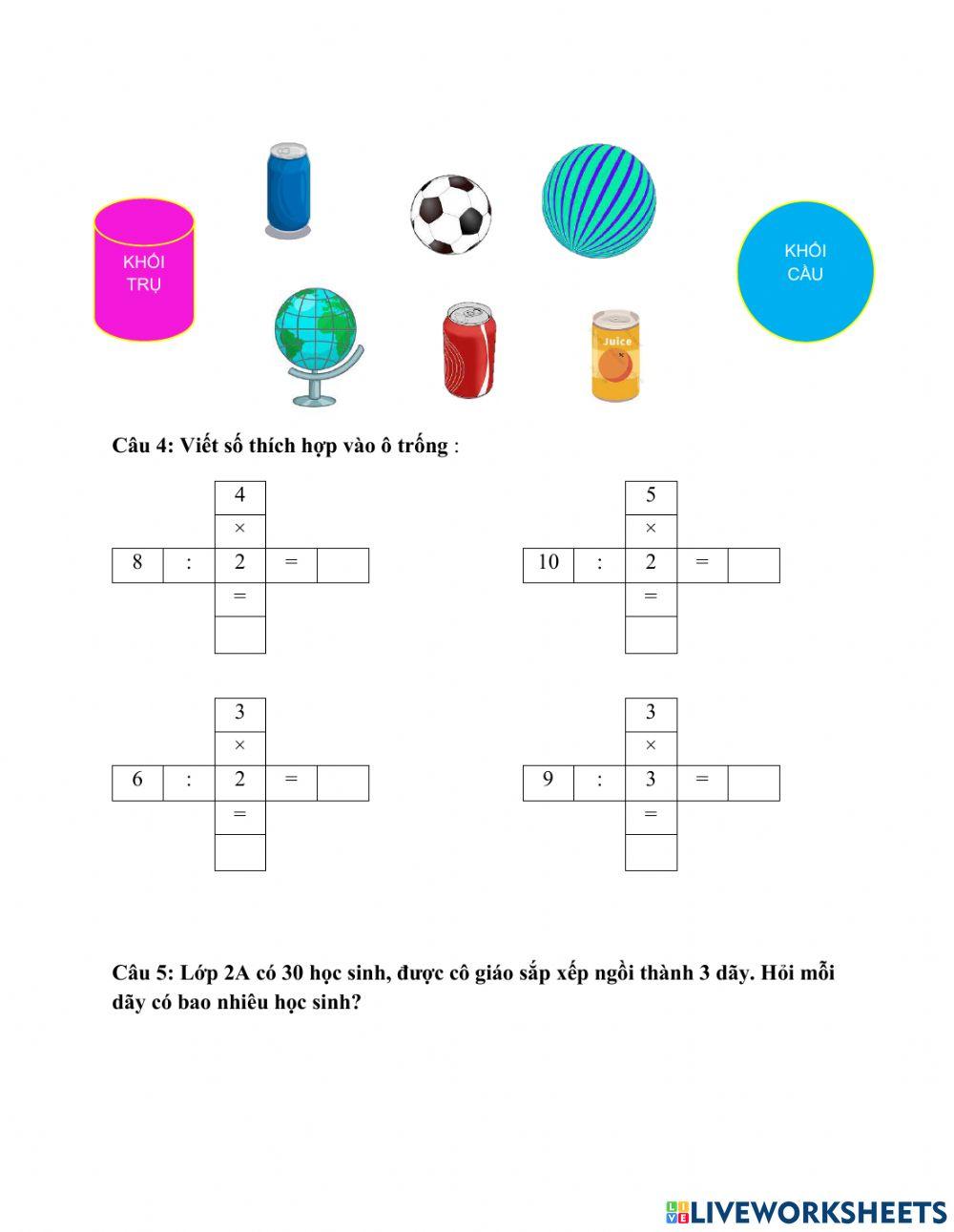 PHIẾU BÀI TẬP CUỐI TUẦN TOÁN LỚP 2 - TUẦN 23