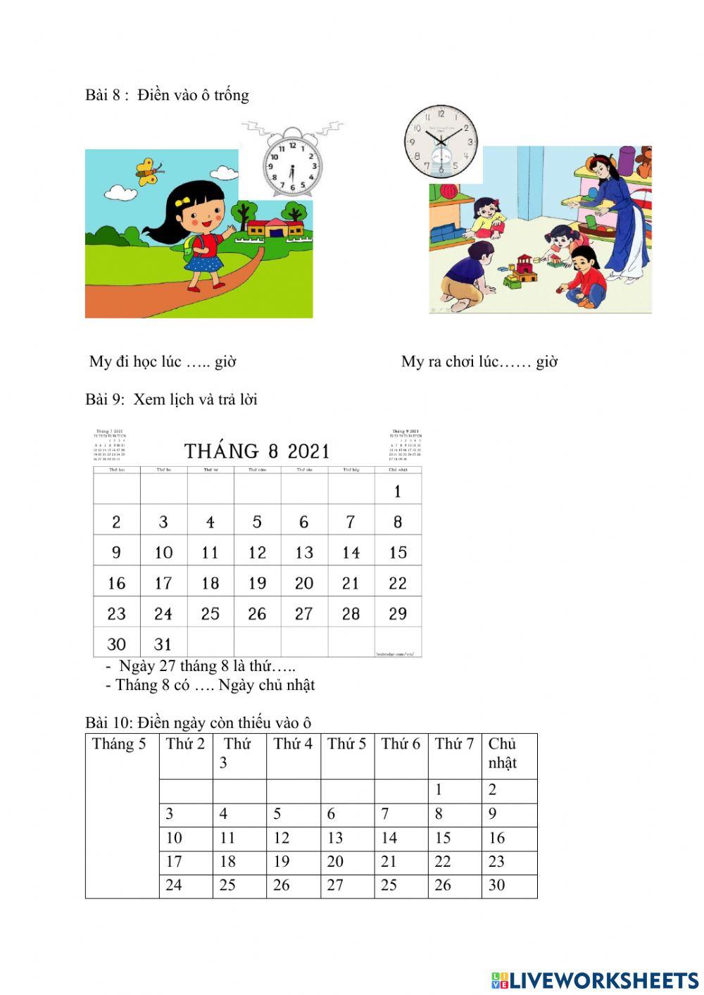 PHIẾU BÀI TẬP CUỐI TUẦN TOÁN LỚP 2 - TUẦN 24