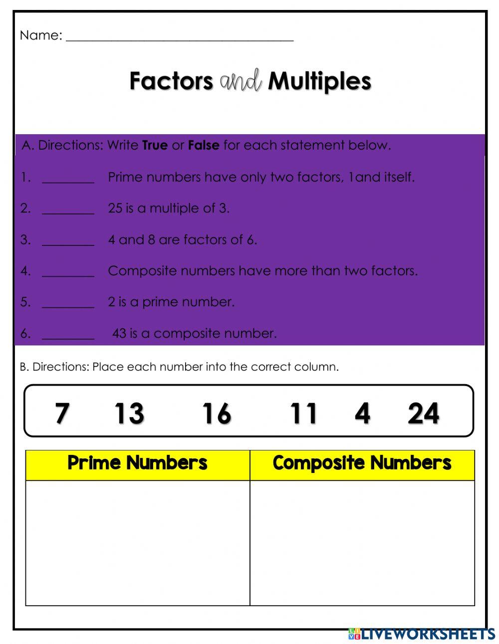 Factors and Multiples