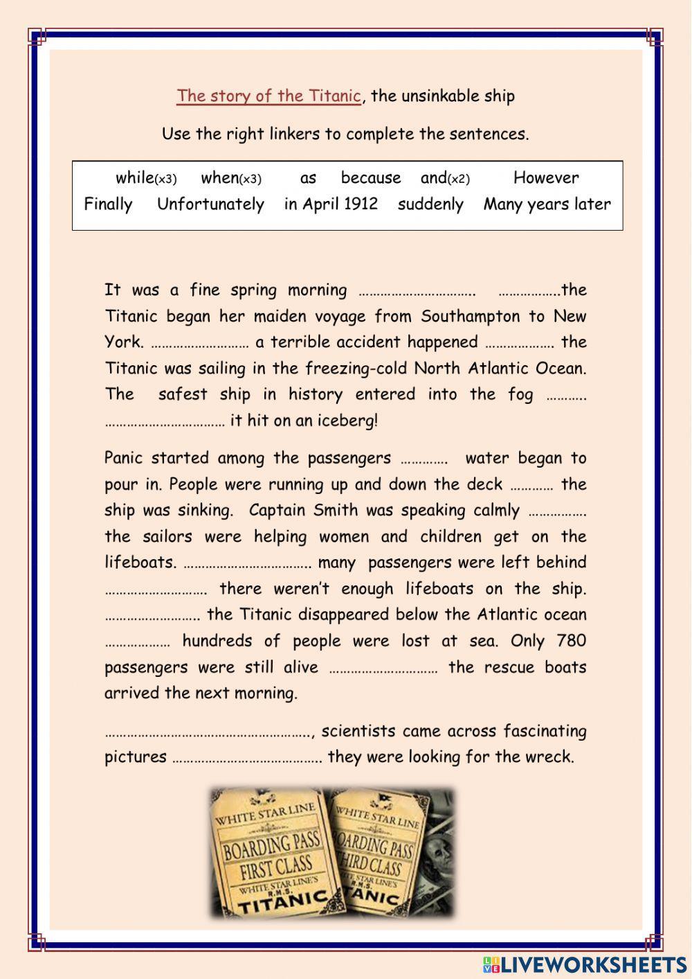 The  story of the Titanic, the  unsinkable ship