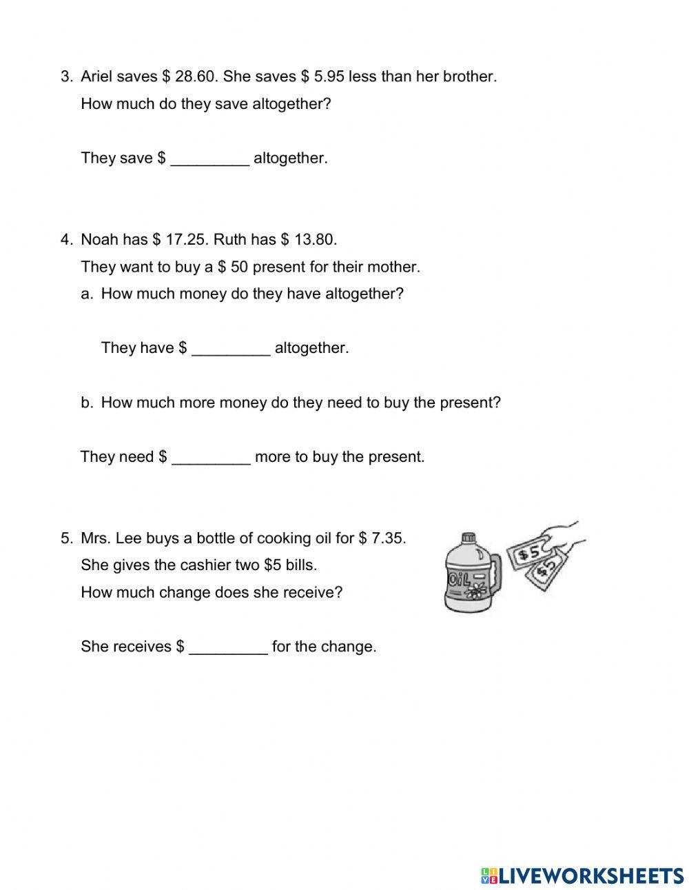 G3 Money - Word Problem