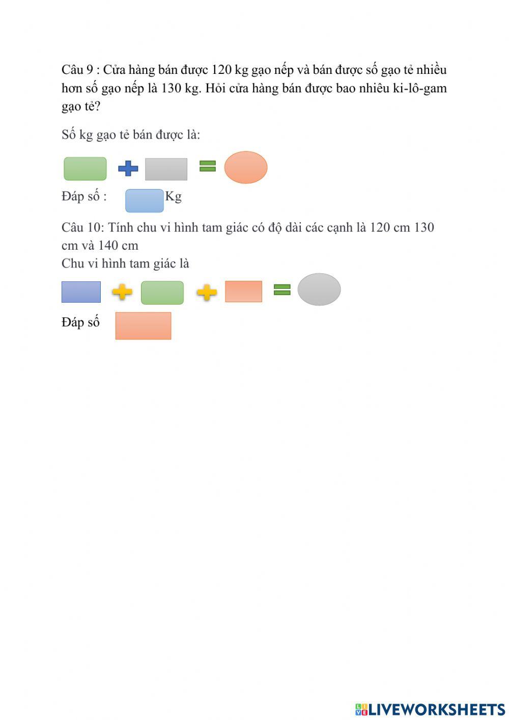 PHIẾU BÀI TẬP CUỐI TUẦN TOÁN LỚP 2 - TUẦN 31