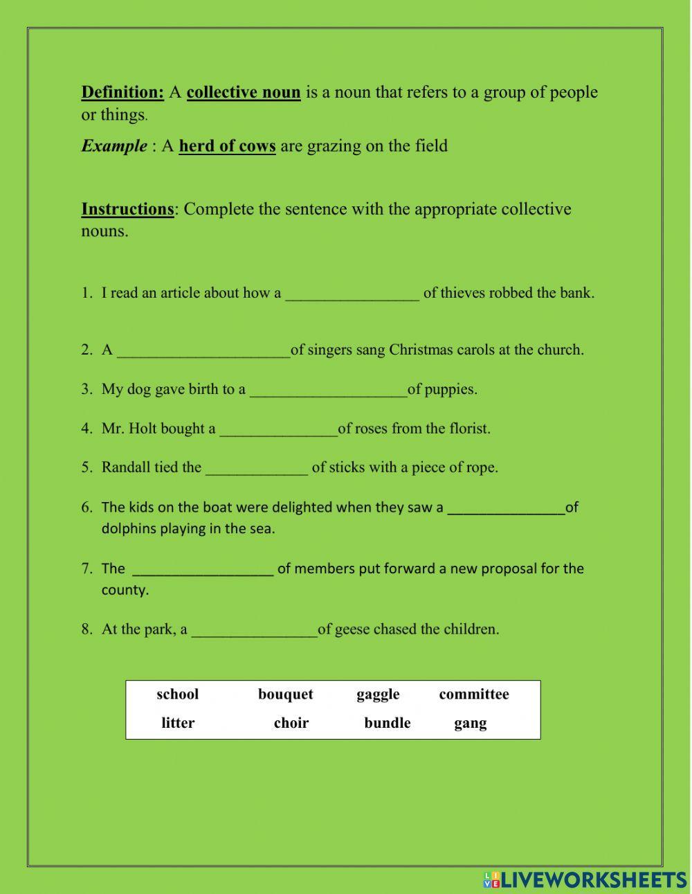 Concrete, Abstract and Collective Nouns worksheet | Live Worksheets concrete-abstract-and-collective-nouns-worksheet-live-worksheets