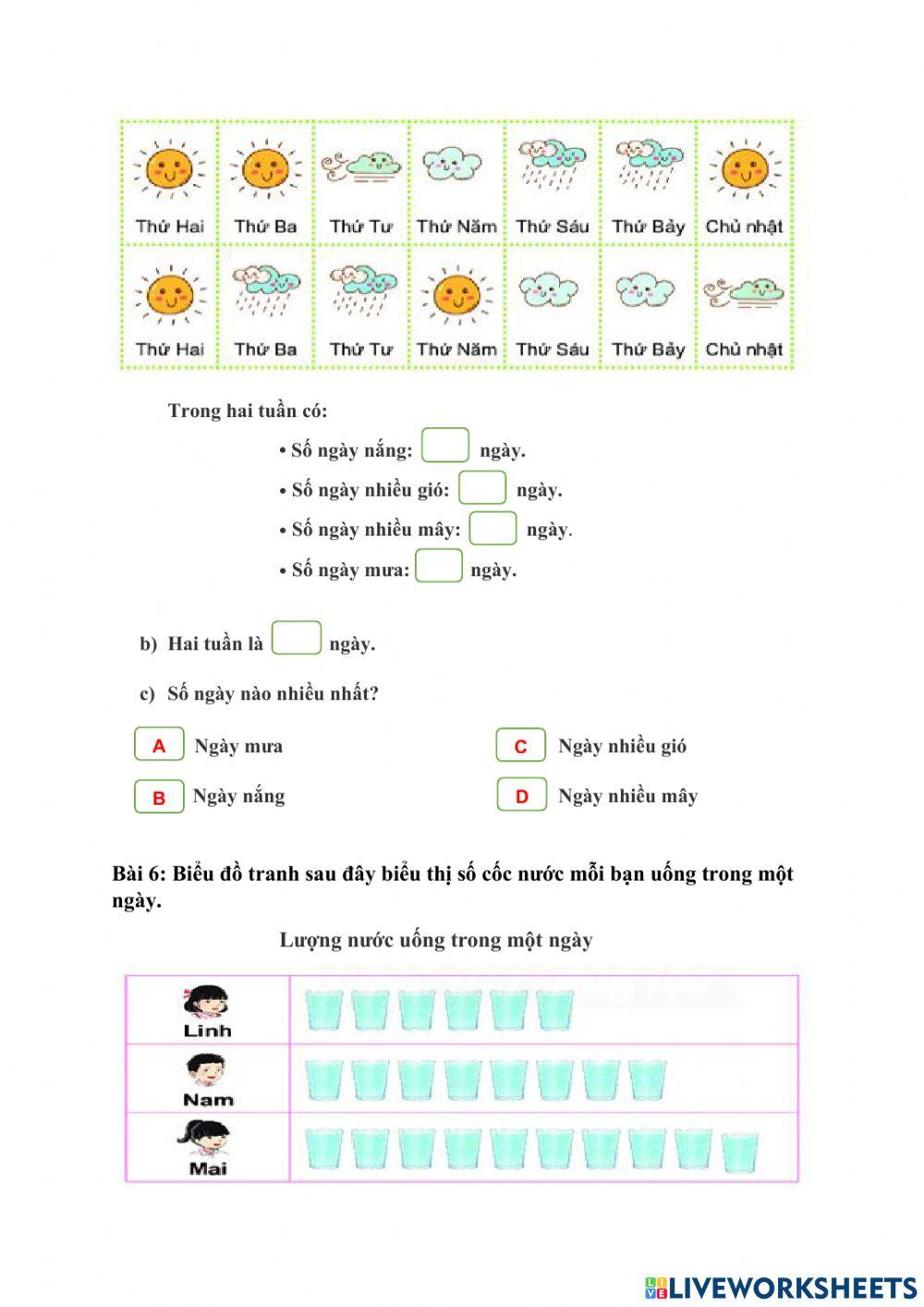 Phiếu bài tập cuối tuần toán lớp 2 - tuần 32