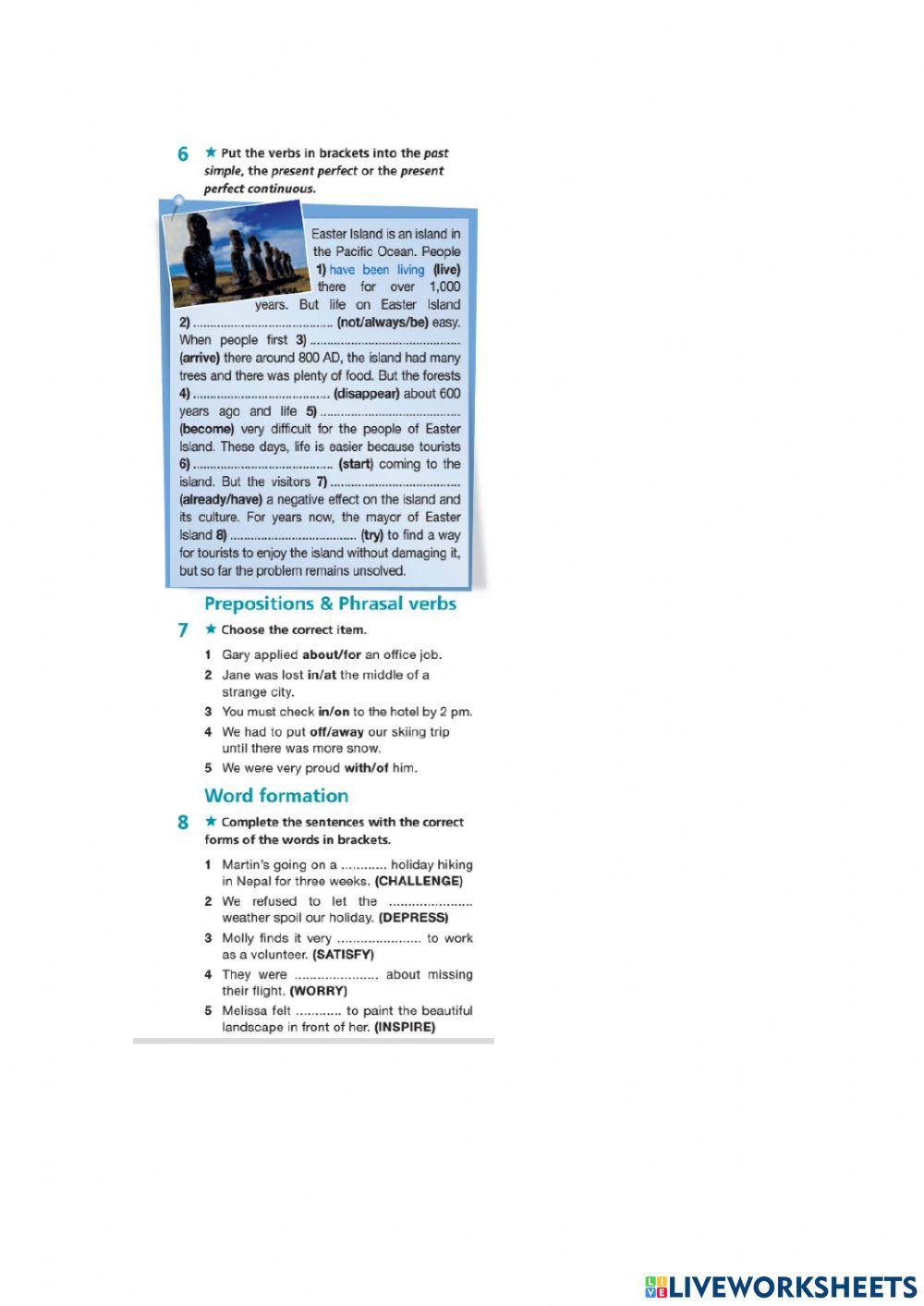 Present perfect phrasal verbs ing-ed