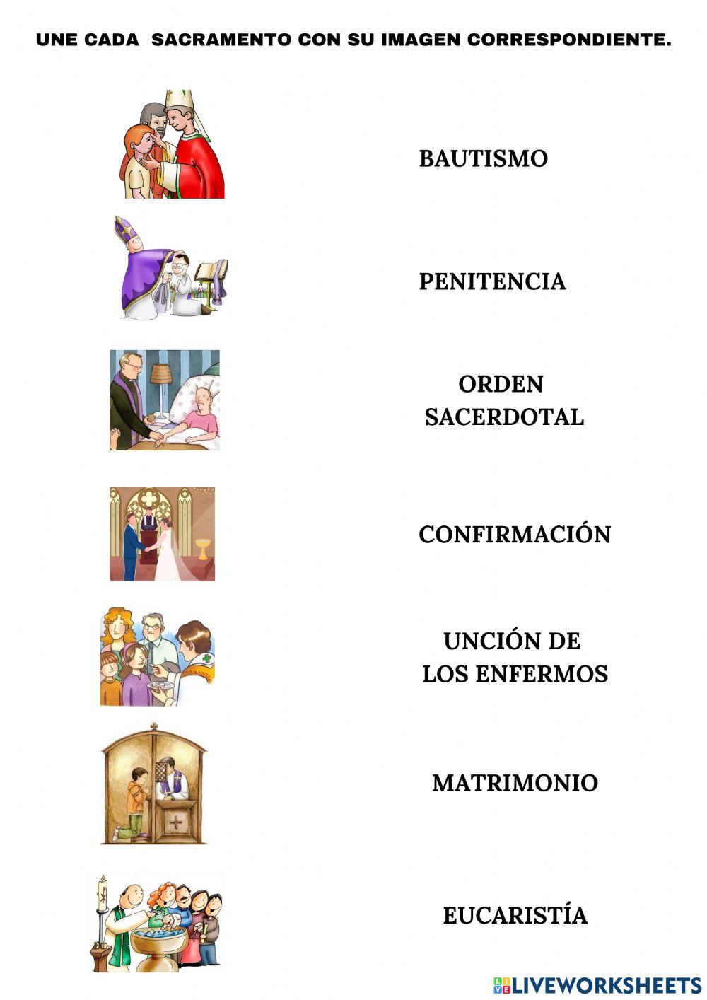 Une cada sacramento con su imagen correspondiente
