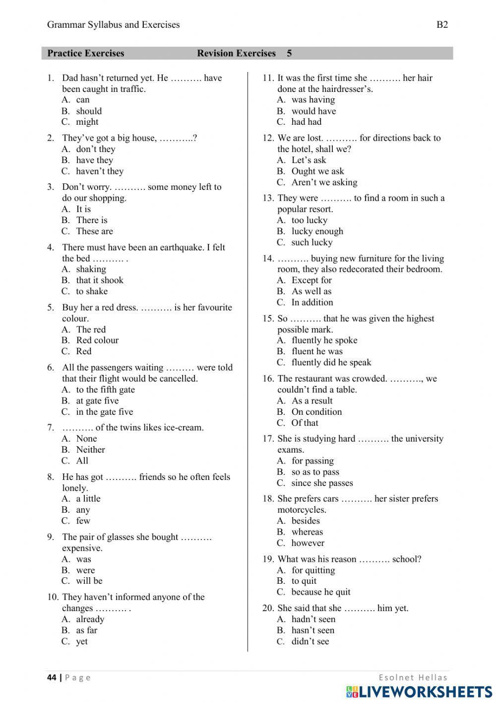 LRN B2 REVISION EXERCISES 5