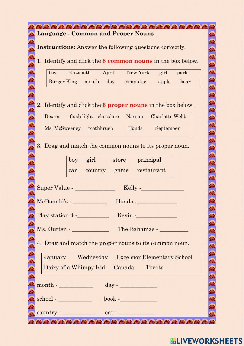 Common and Proper Nouns Review