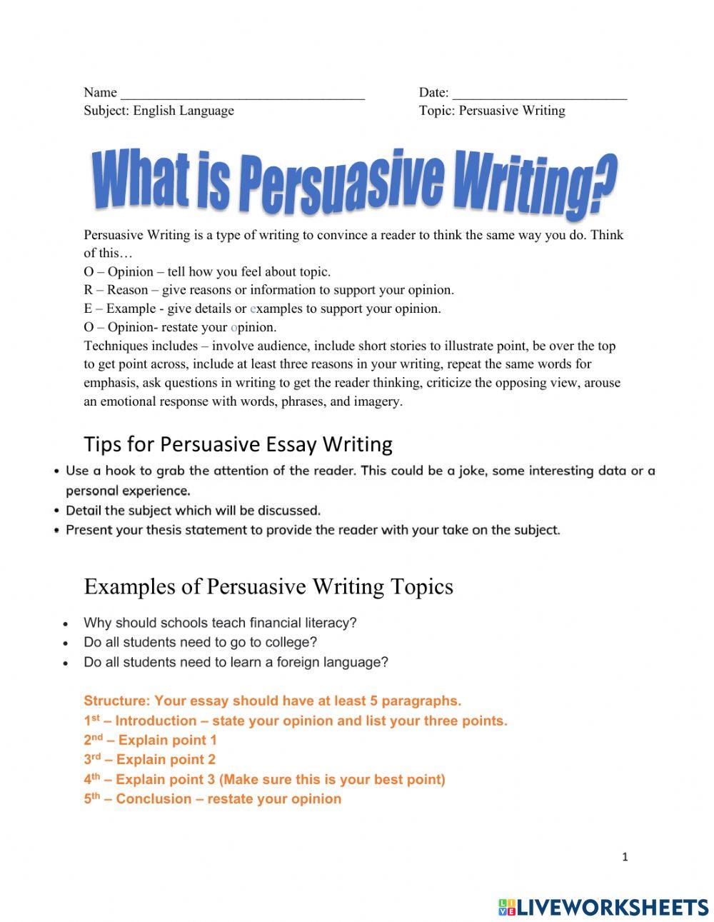 Persuasive Writing