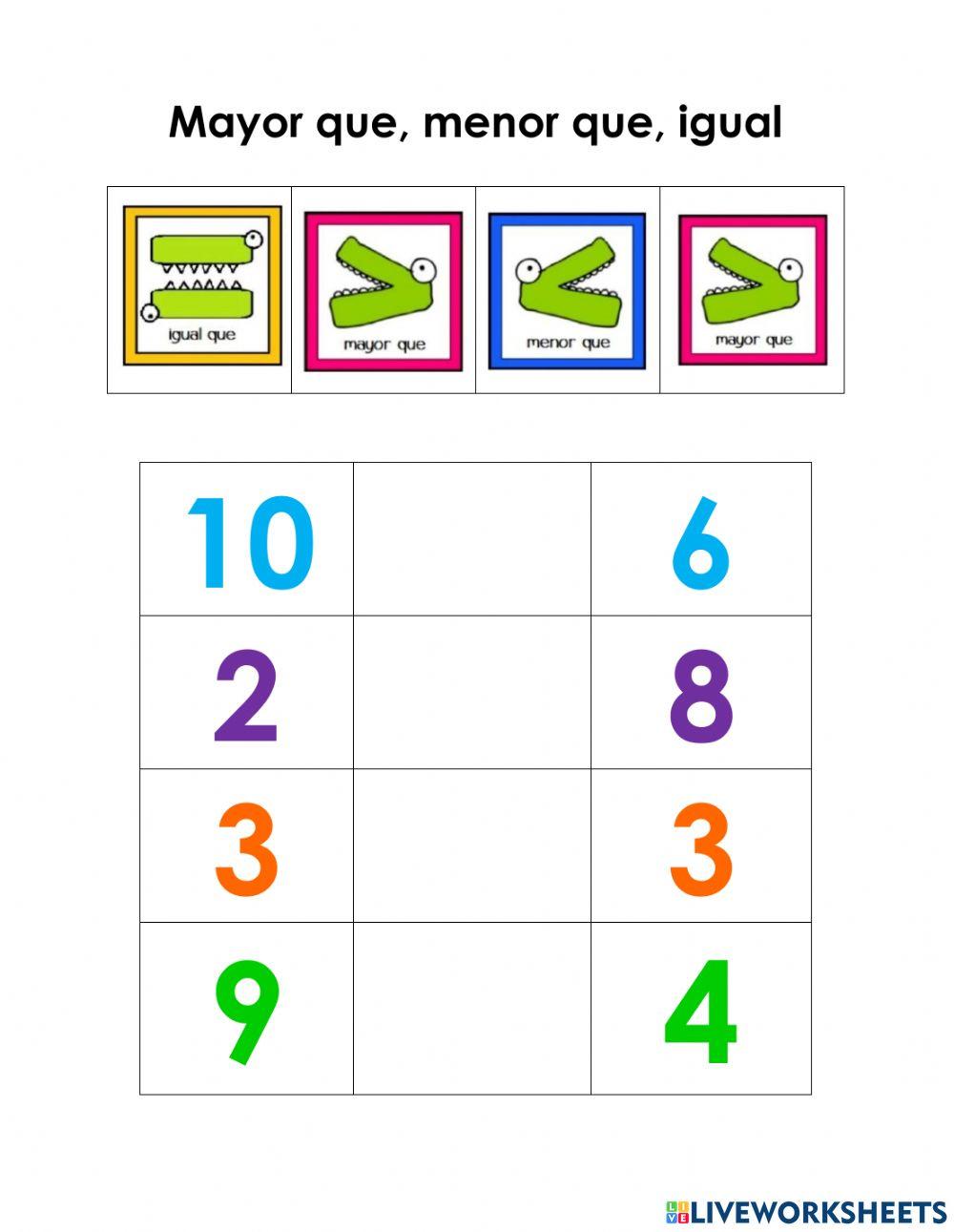 Mayor que y menor que