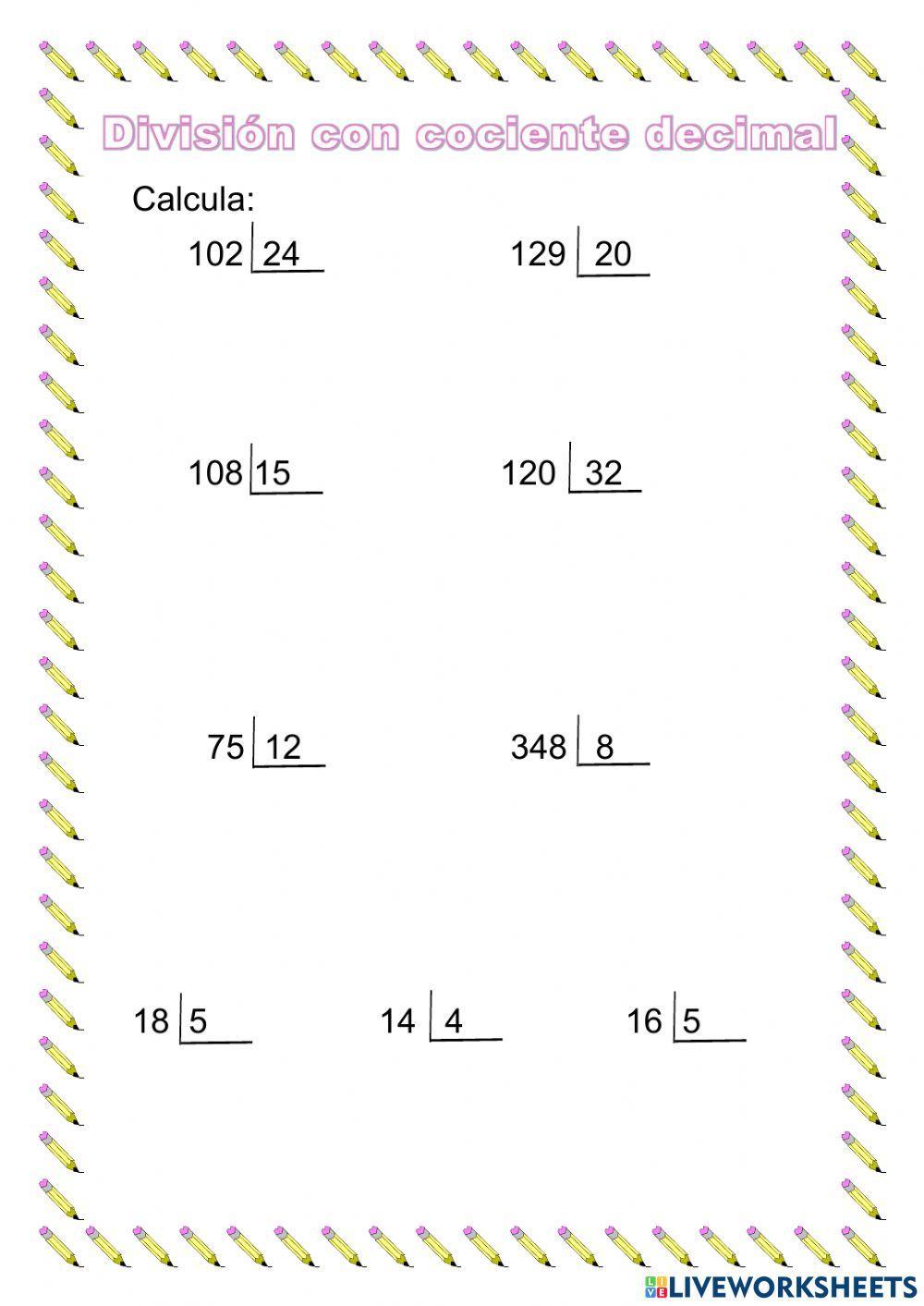 Decimales cero en el cociente