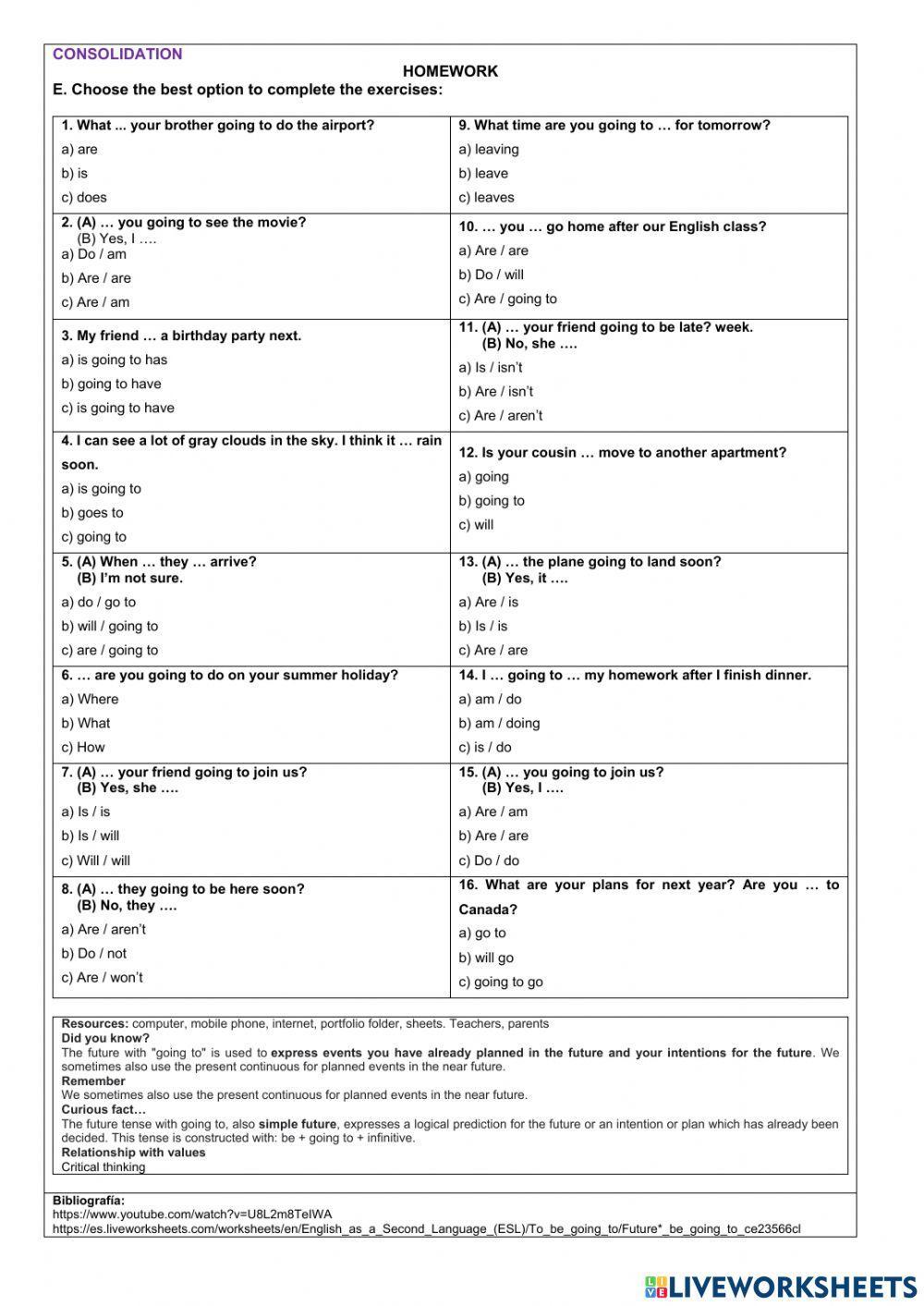 Future with BE GOING TO