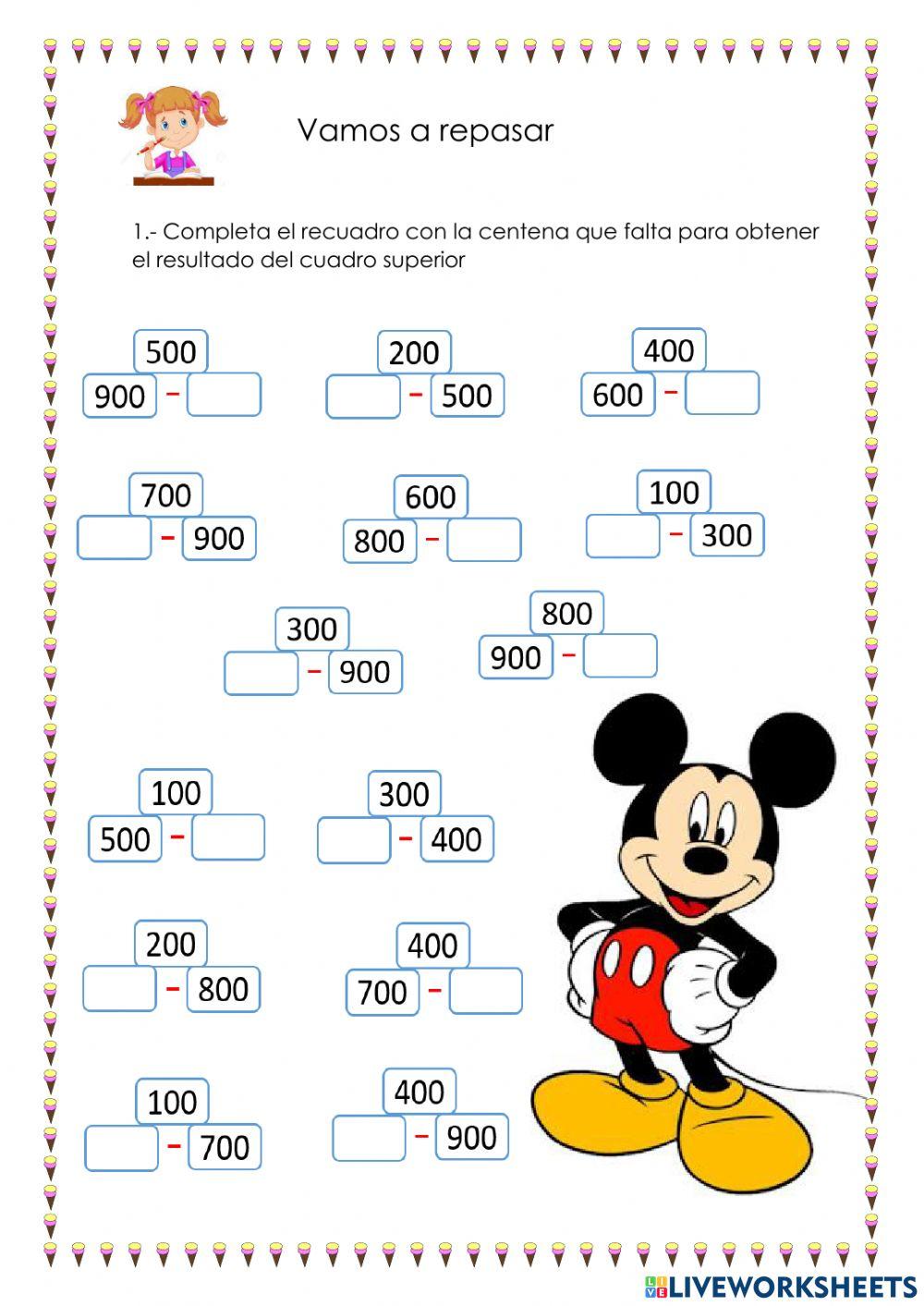 Resta de centenas completas