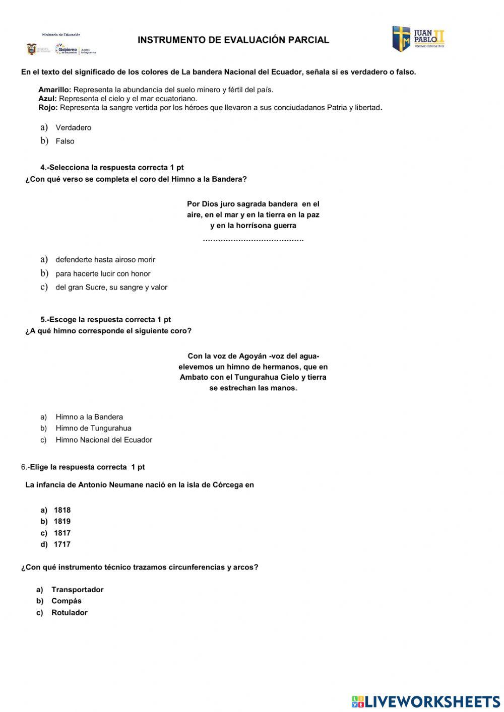 Evaluación Quimestral 2022 ECA