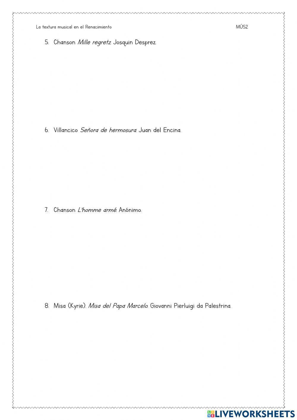 La textura musical. Desde el Renacimiento hasta hoy.