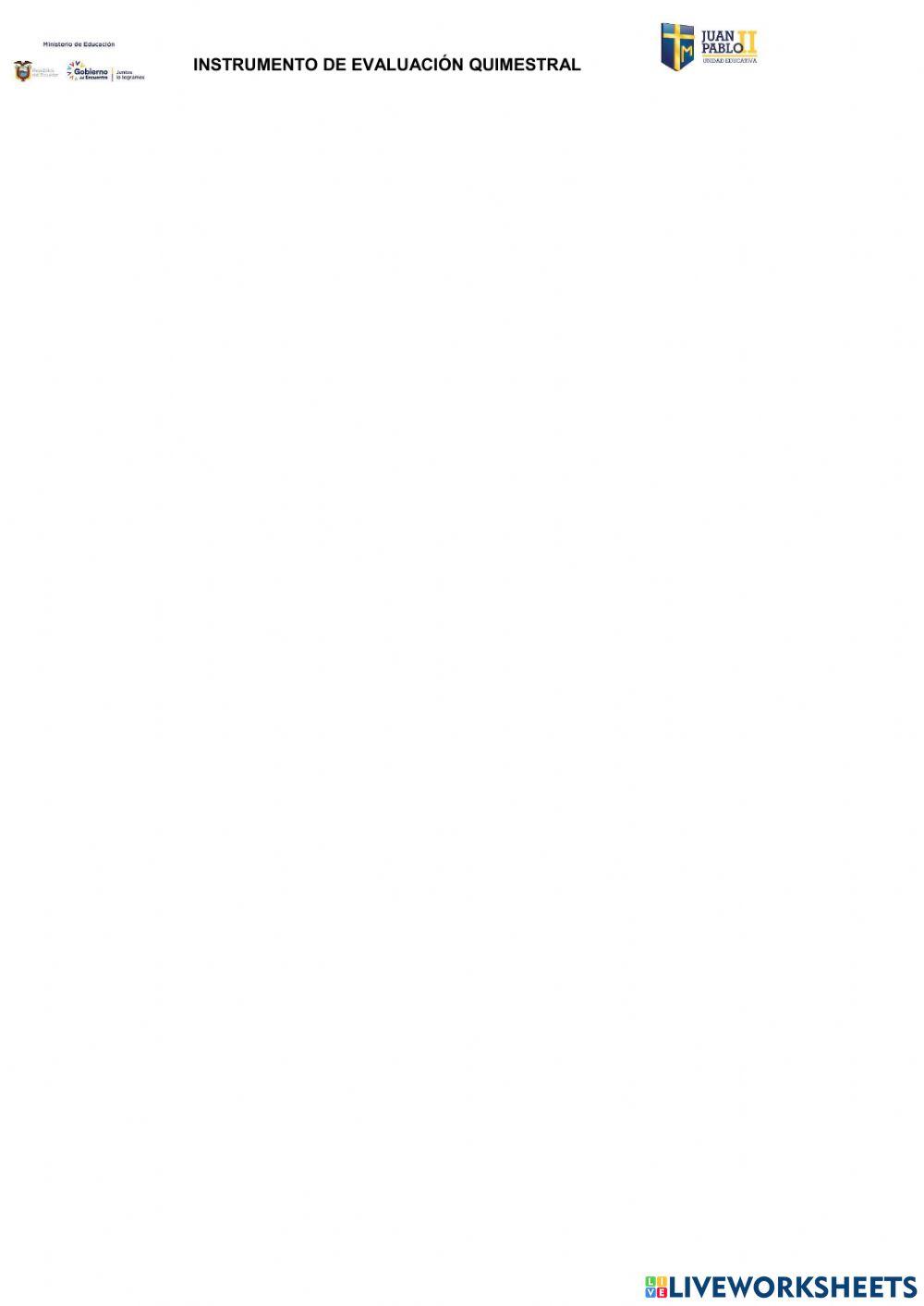 Evaluación Quimestral Lengua 2022