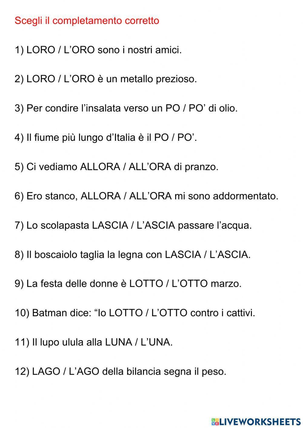 L'apostrofo L'apostrofo