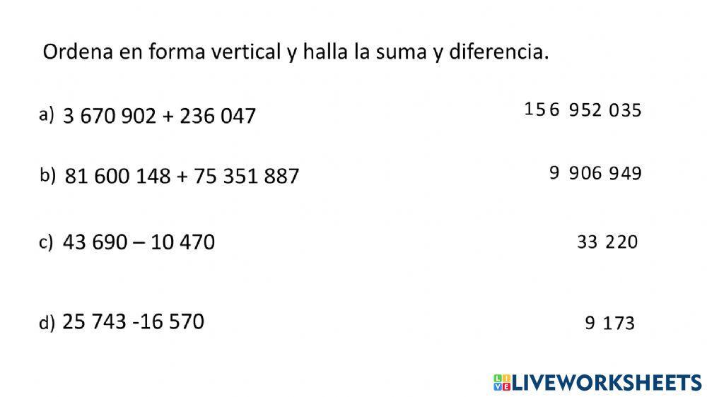 Adición y Sustracción