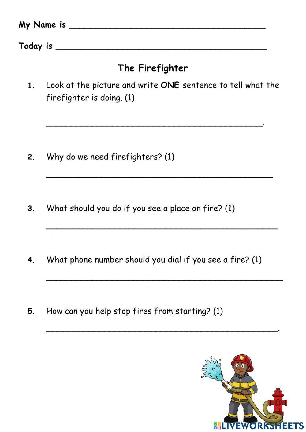 The Firefighter - Community Helpers - Worksheet - Social Studies