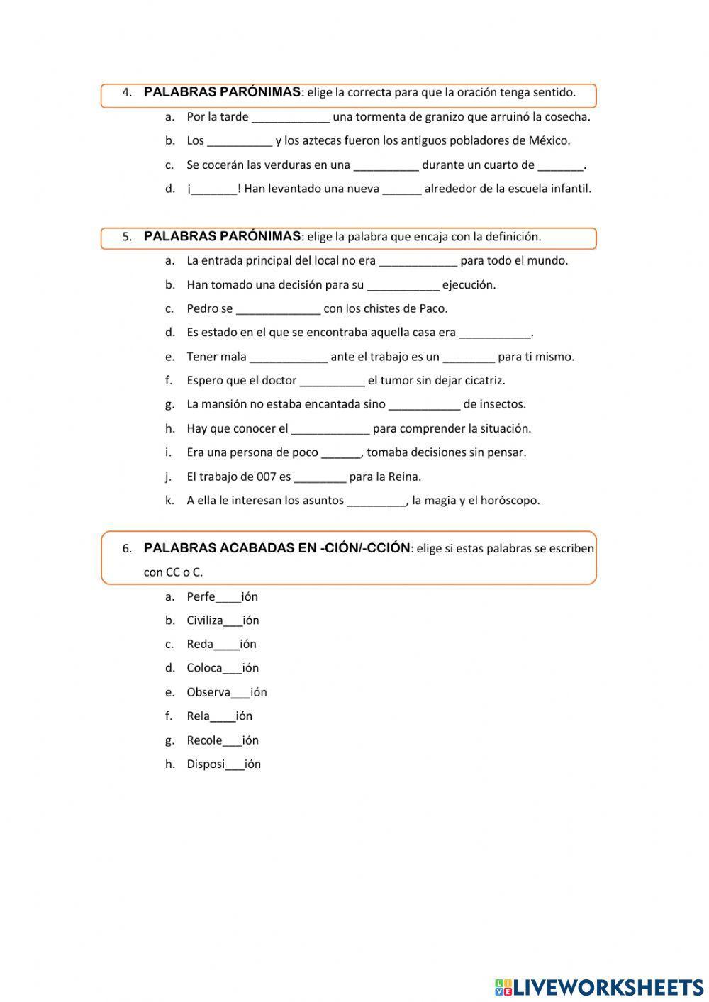 Palabras de Ortografía Dudosa