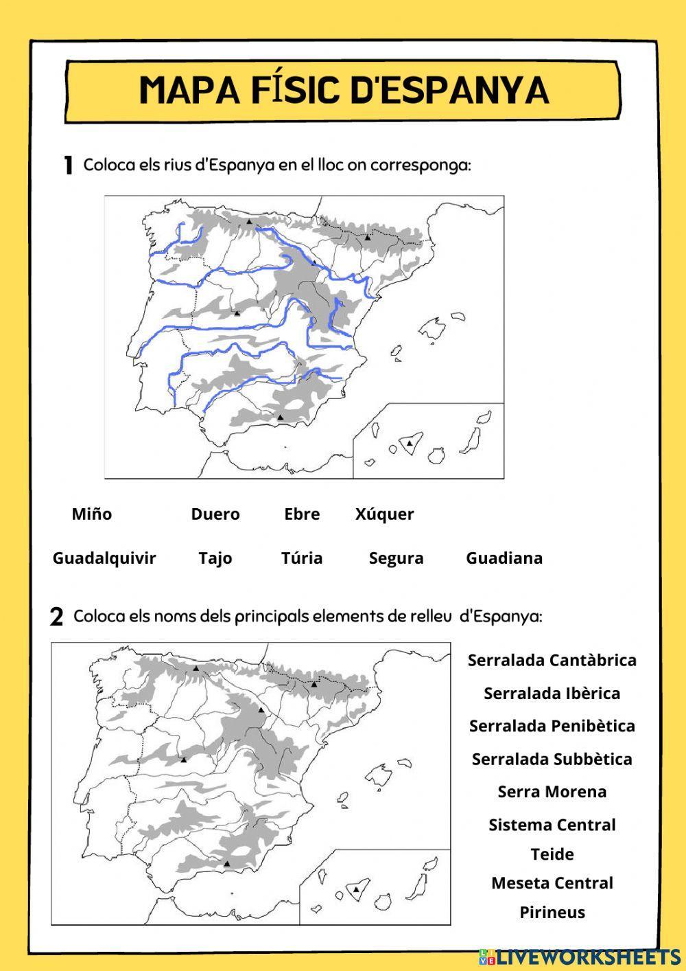 Mapa físic d'espanya