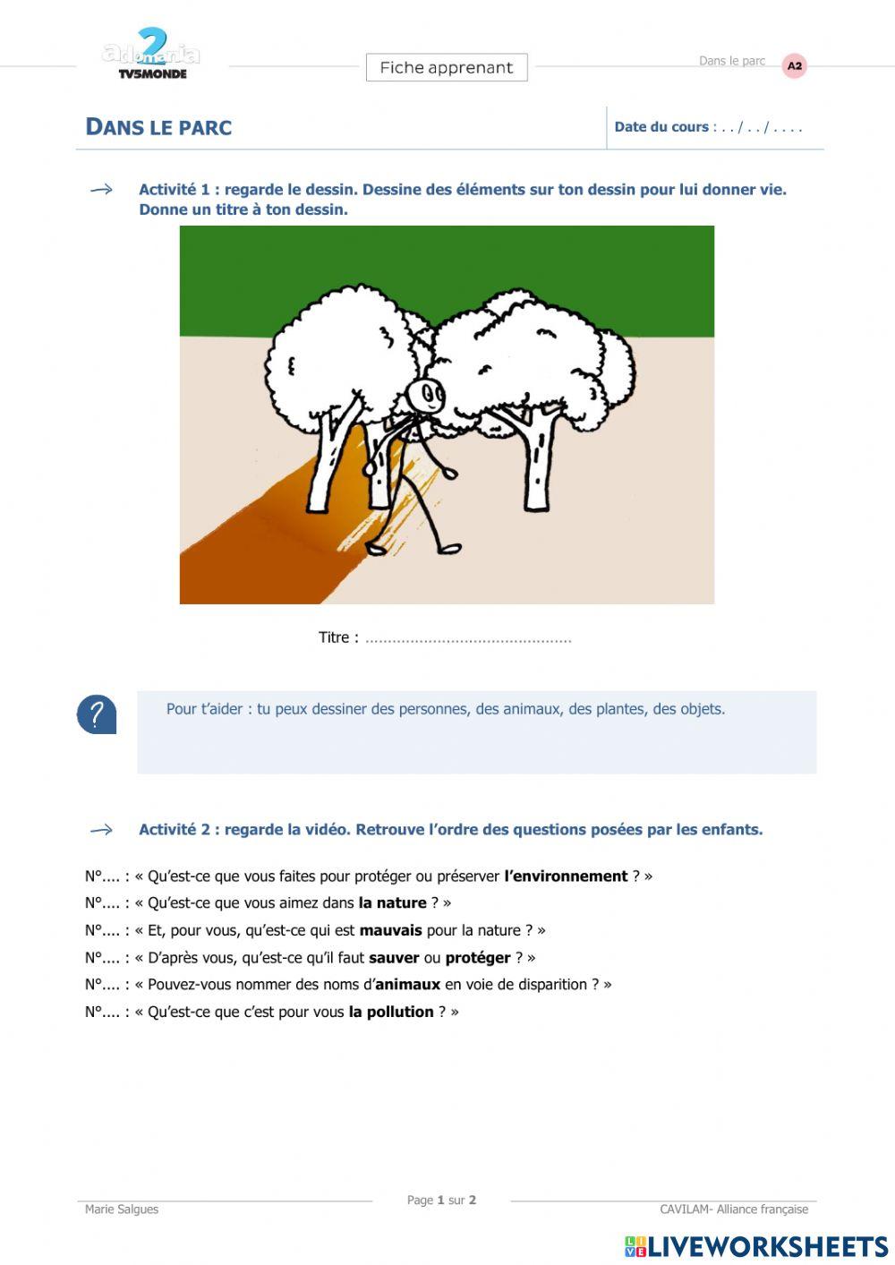 Vocabulaire environnement