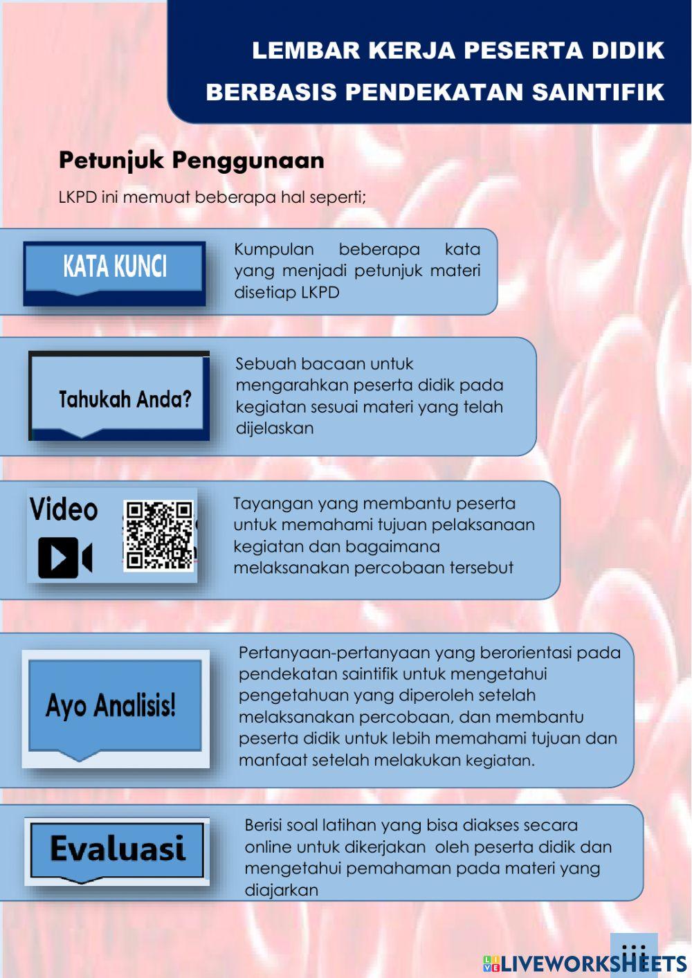 Lembar kerja Peserta Didik Elektronik berbasis Pendekatan Saintifik pada Materi Sistem Peredaaran Darah