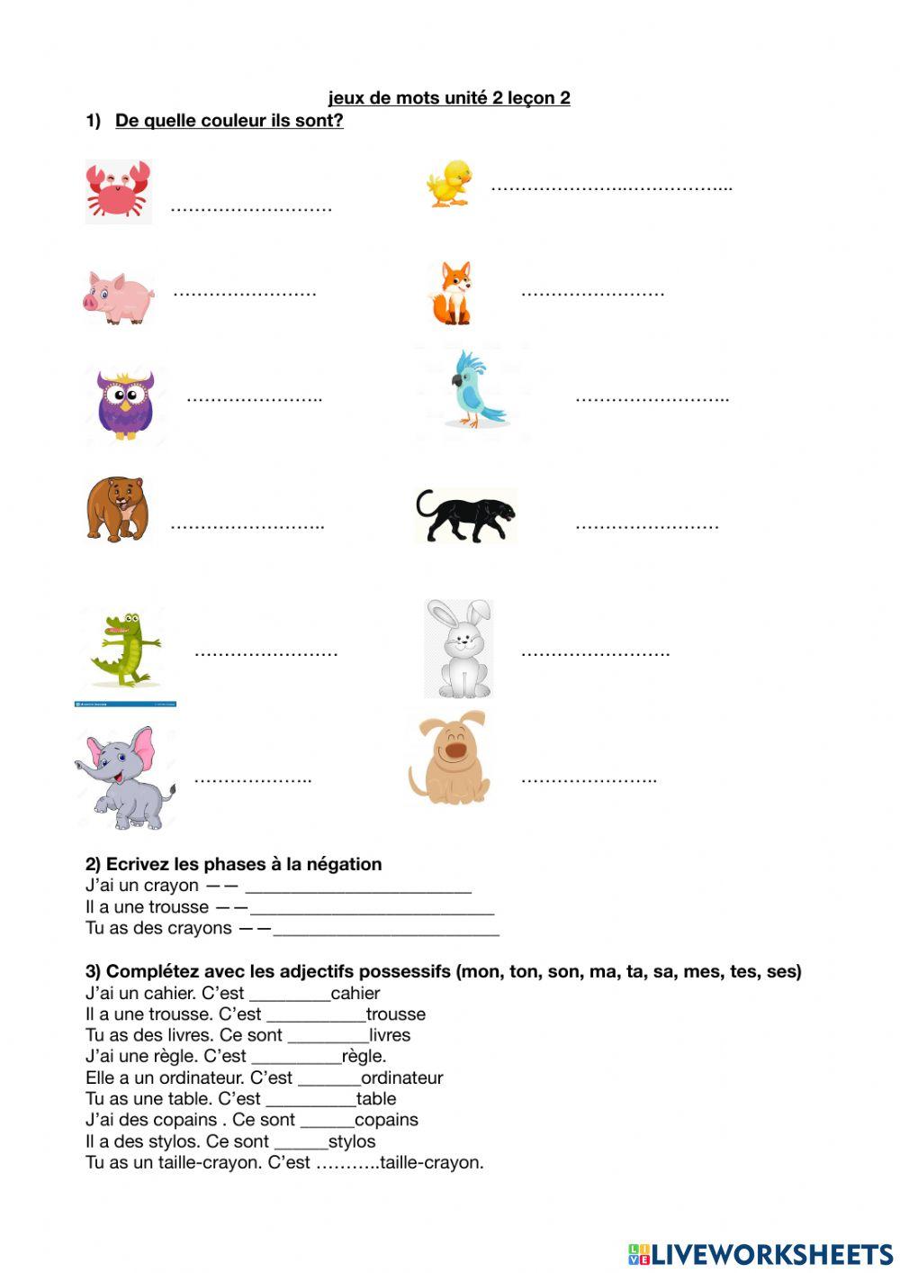 Jeux de mots 1 unité 2 leçon 1