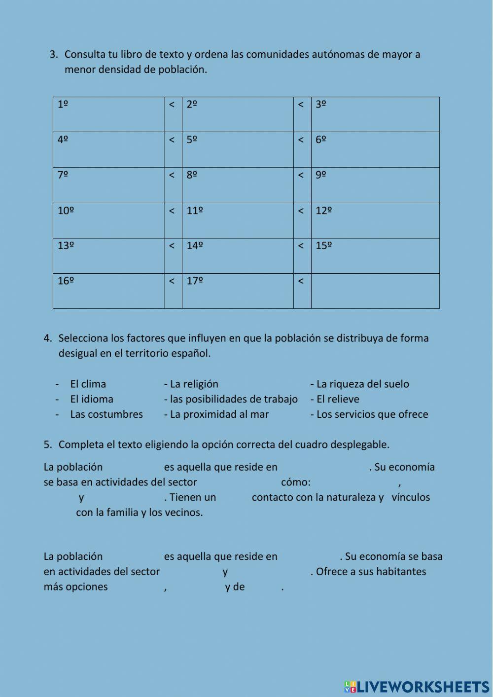 La Población y su distribución