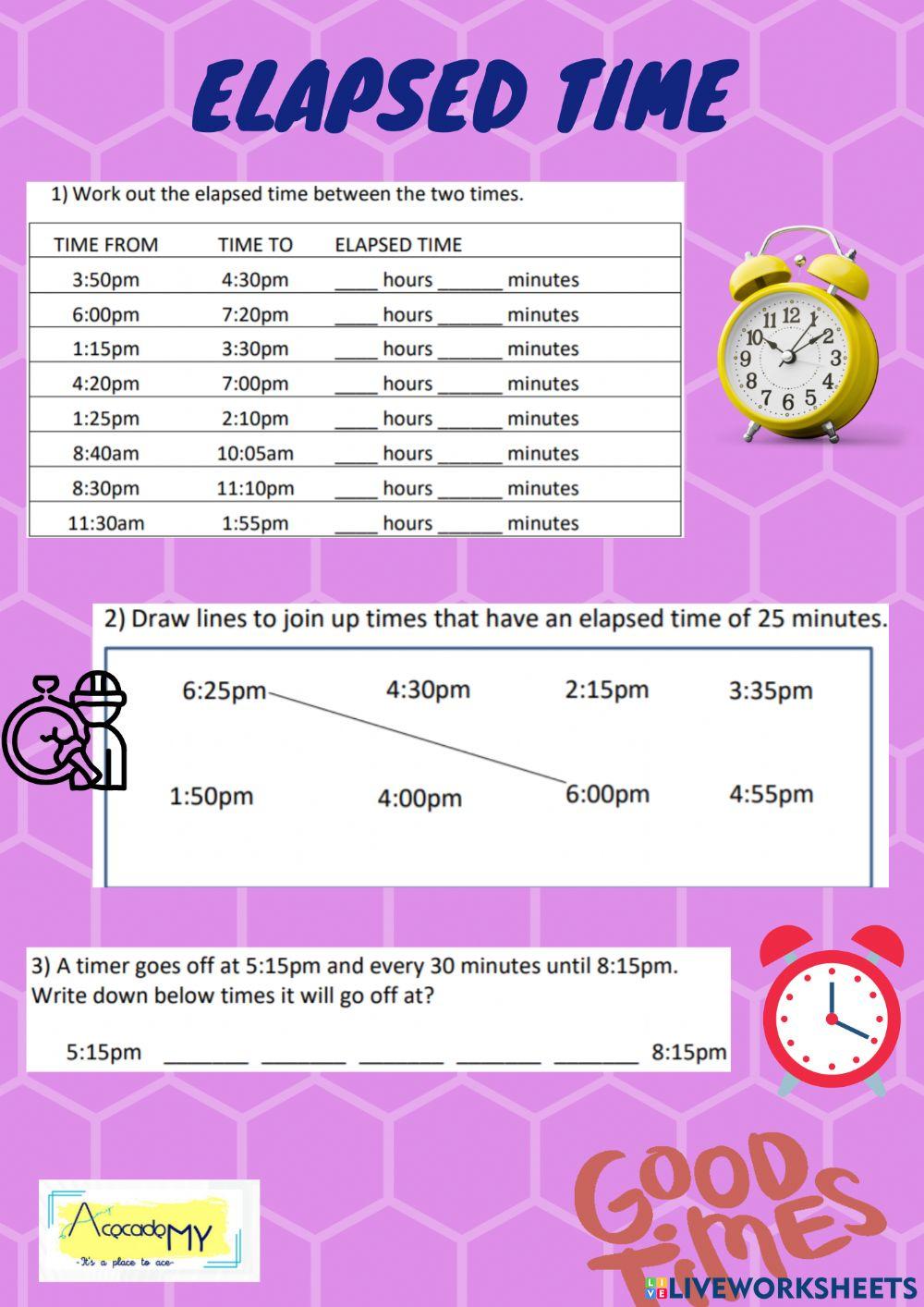 Elapsed Time Worksheet B