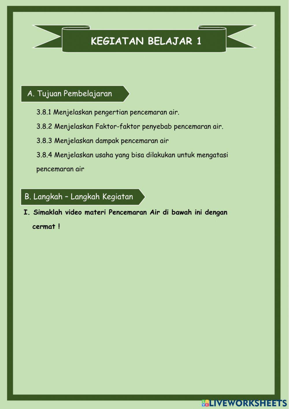 LKPD Materi Pencemaran Air