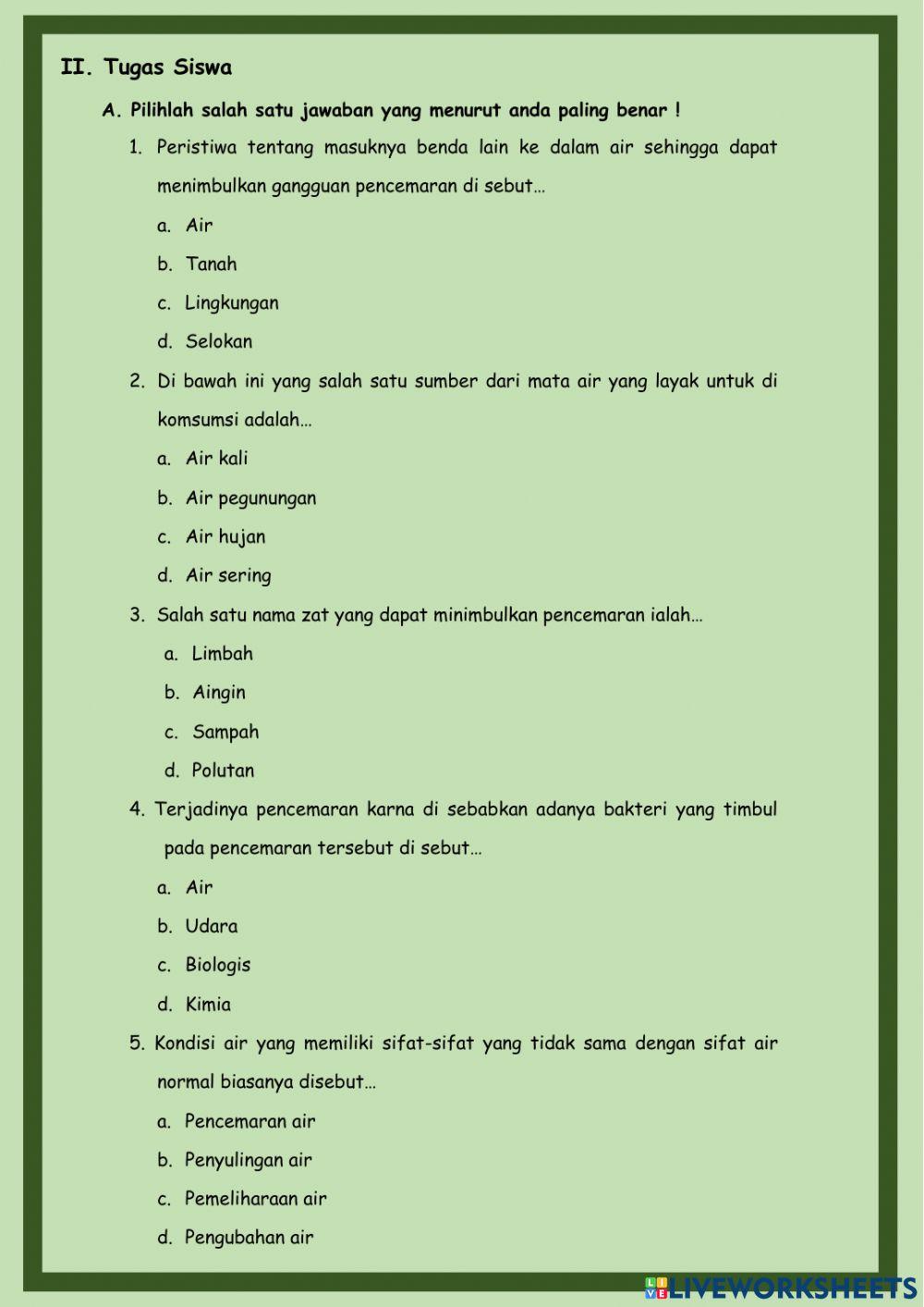 LKPD Materi Pencemaran Air