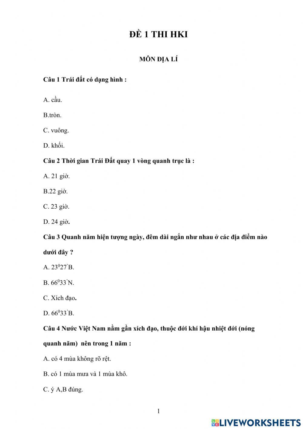Đề 1 kiểm tra hki