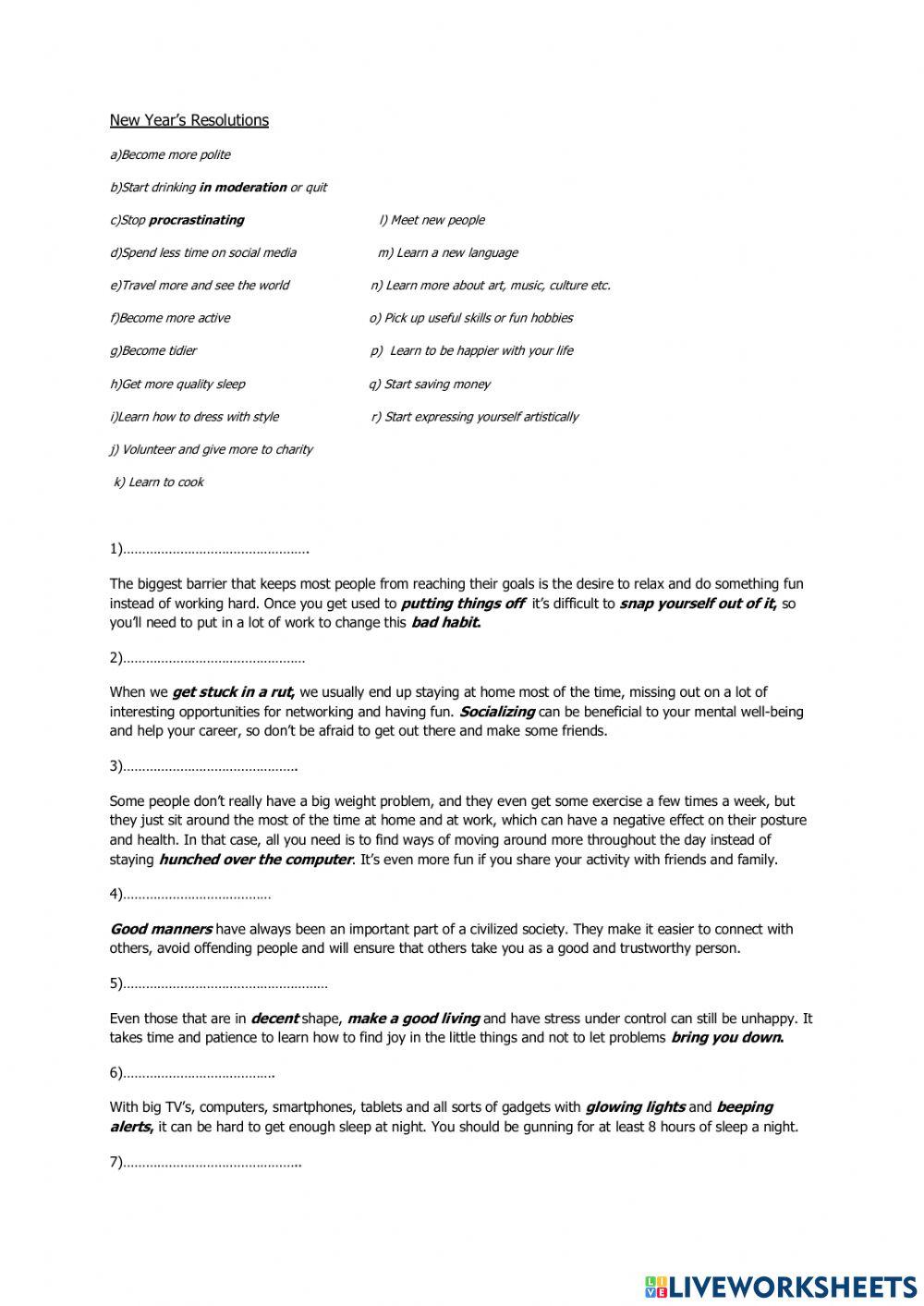 New Year's Resolutions