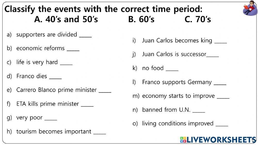 20th century Worksheets 9 - 13