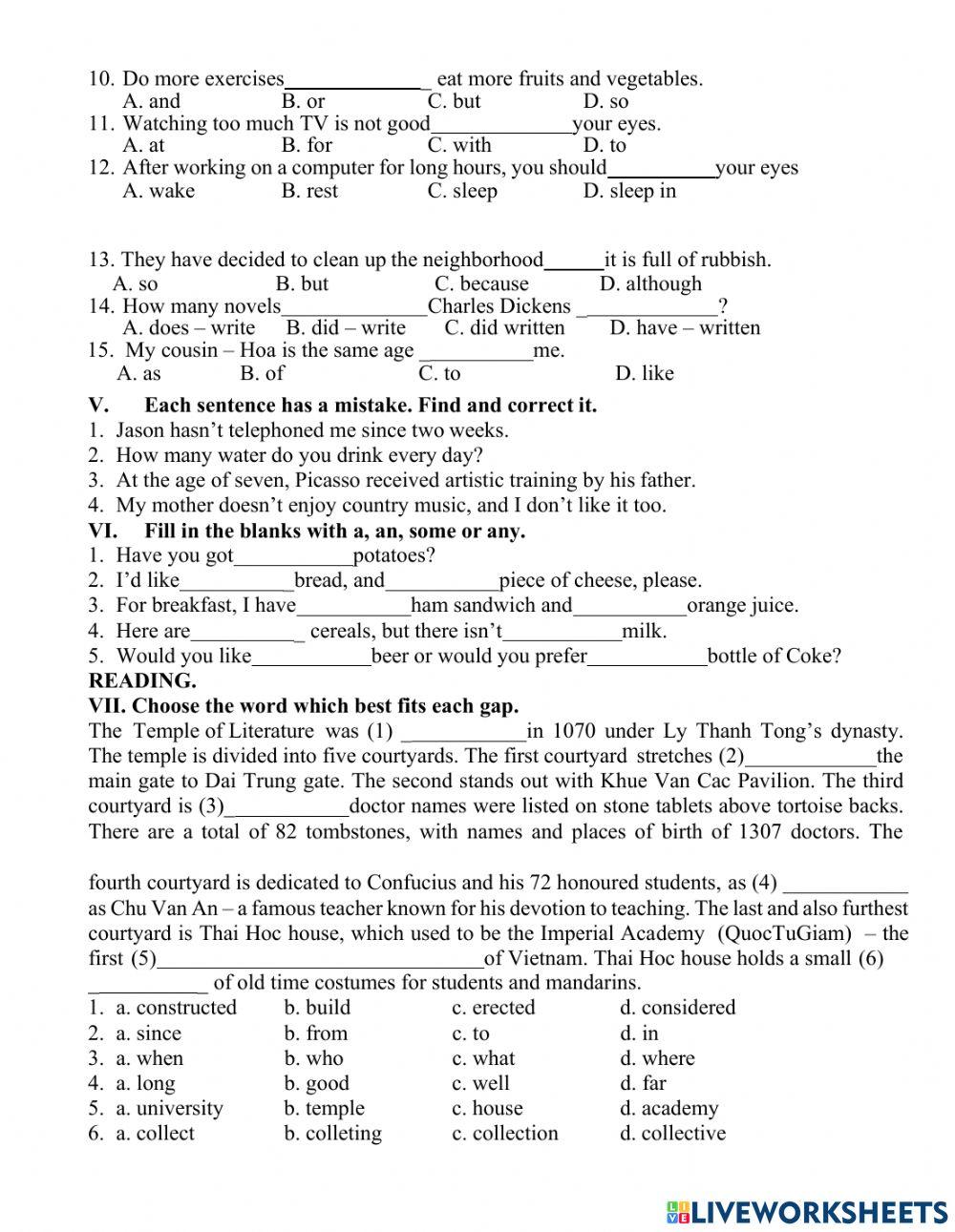 E7 Revision for the first term test