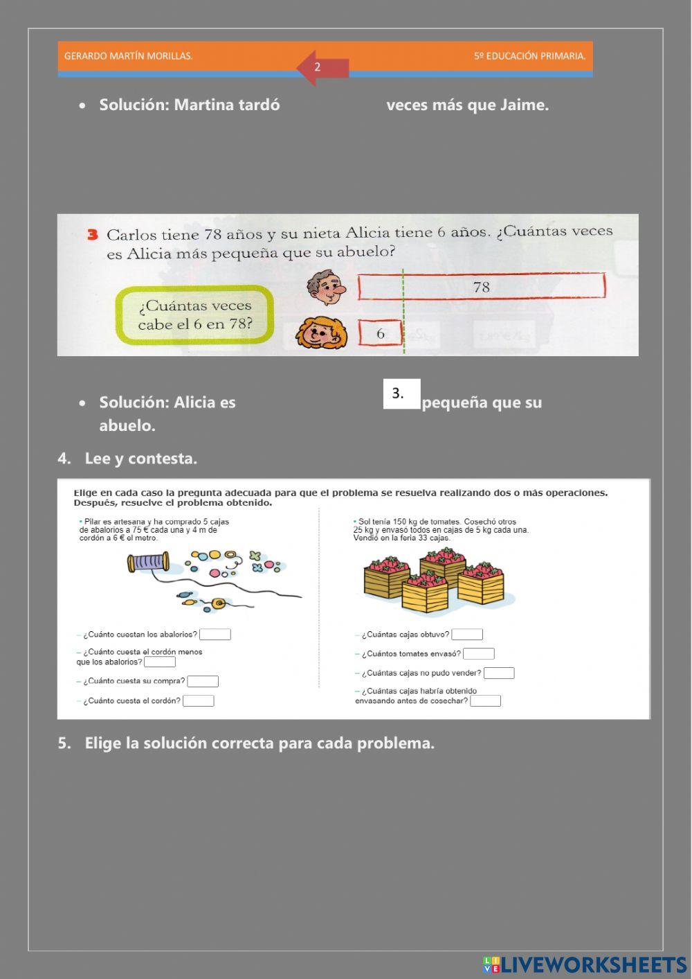 Resolución de problemas. Ficha 15.