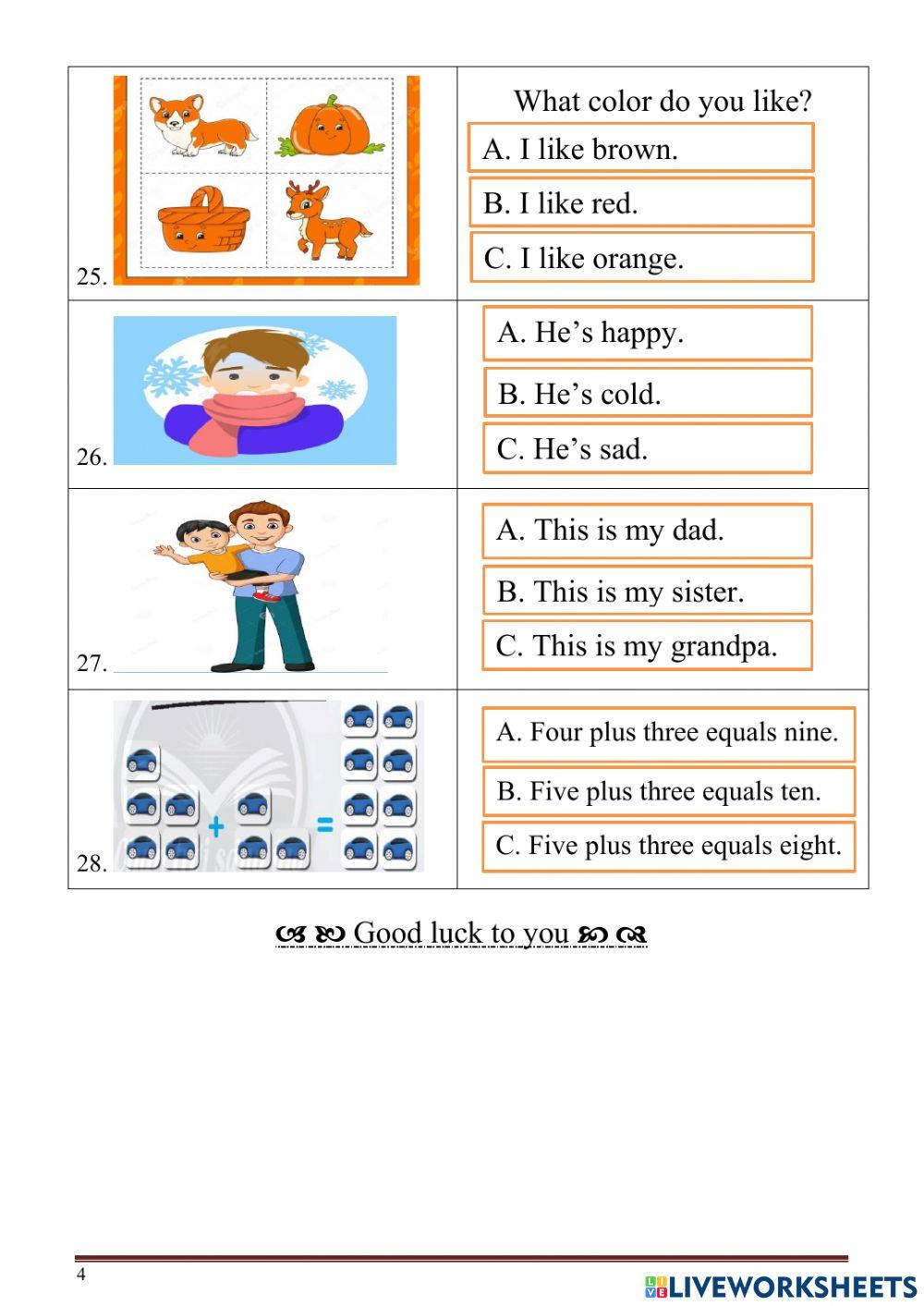 The first test grade 2 - school years 2021-2022
