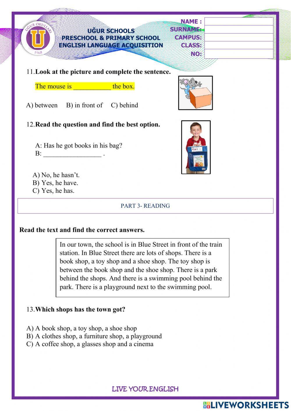 Grade 2-URT 2 Practice Test