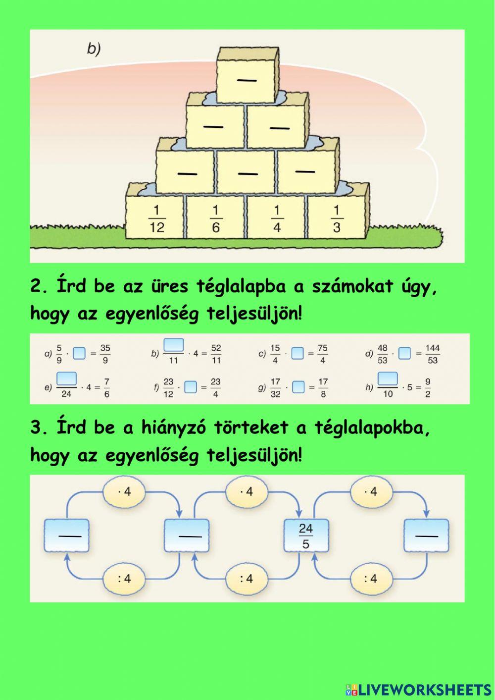 Műveletek törtekkel-5.o.