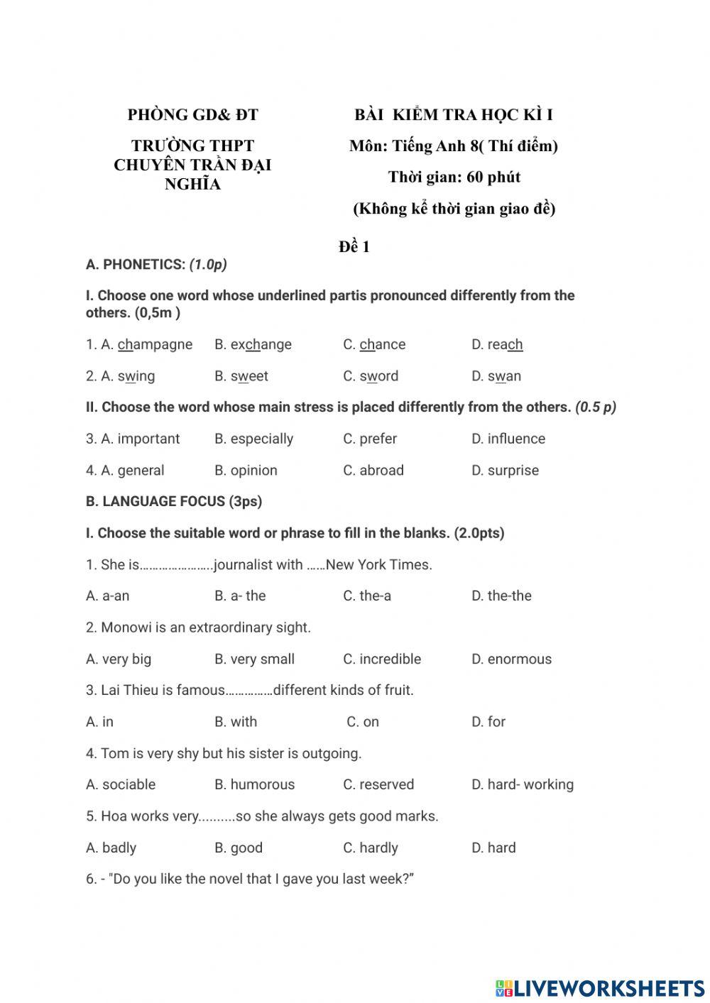 E8 end-of-term test 1