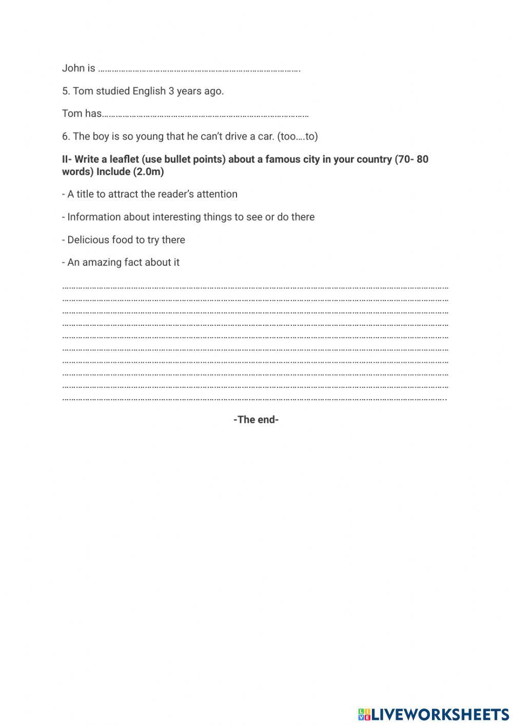 E8 end-of-term test 1