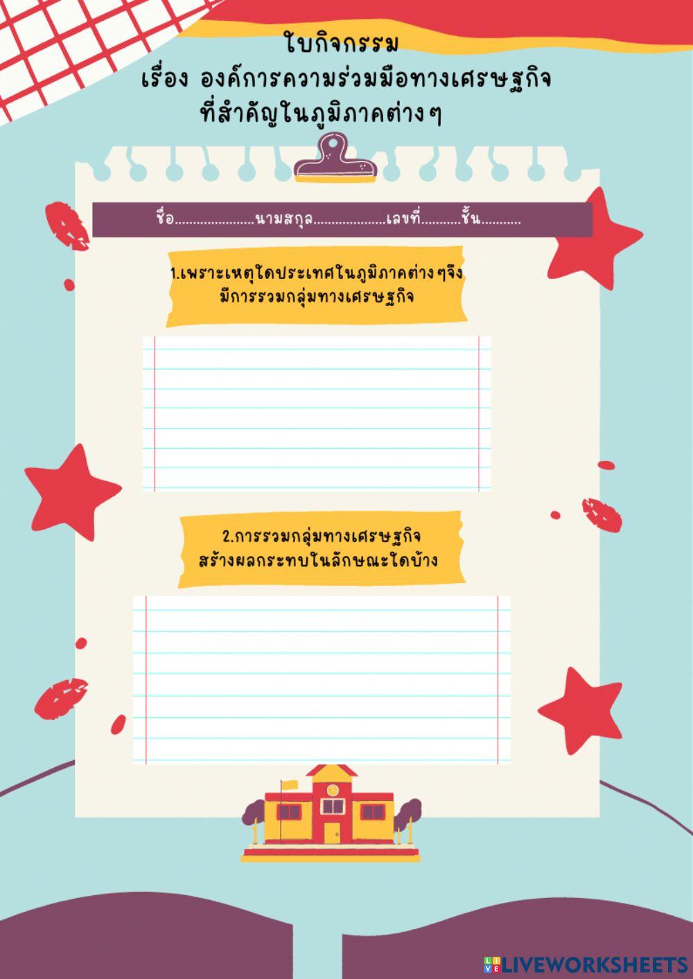 องค์การความร่วมมือทางเศรษฐกิจที่สำคัญในภูมิภาคต่างๆ