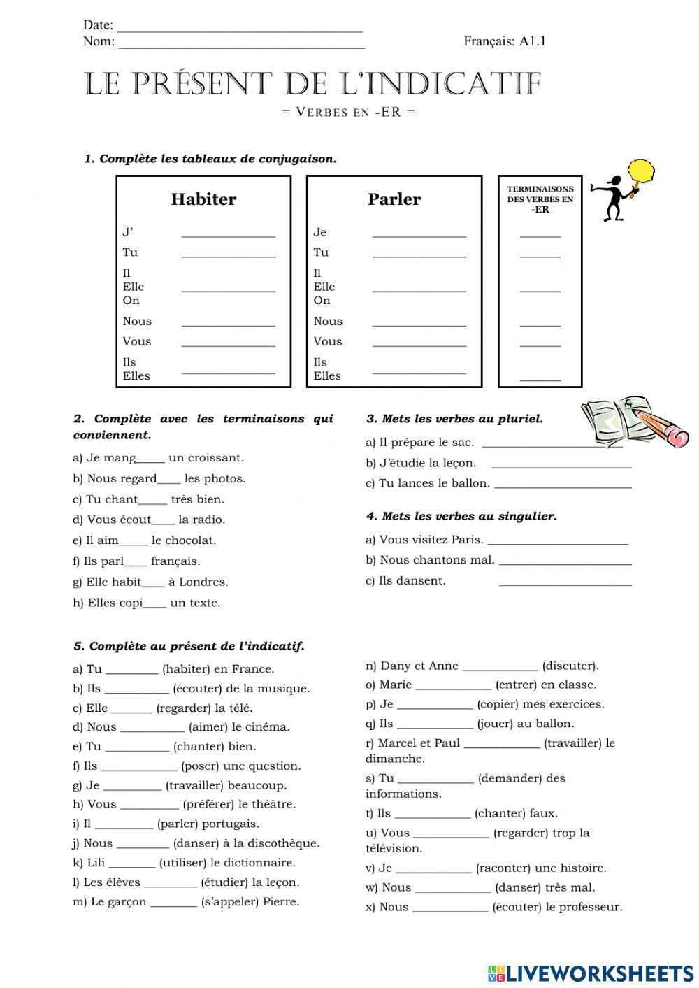 Les verbes en -er Les verbes en -er