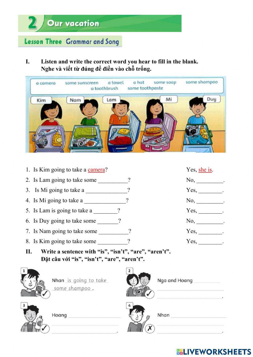 Unit 2: Our Vacation - Lesson 3 - Grammar and Song