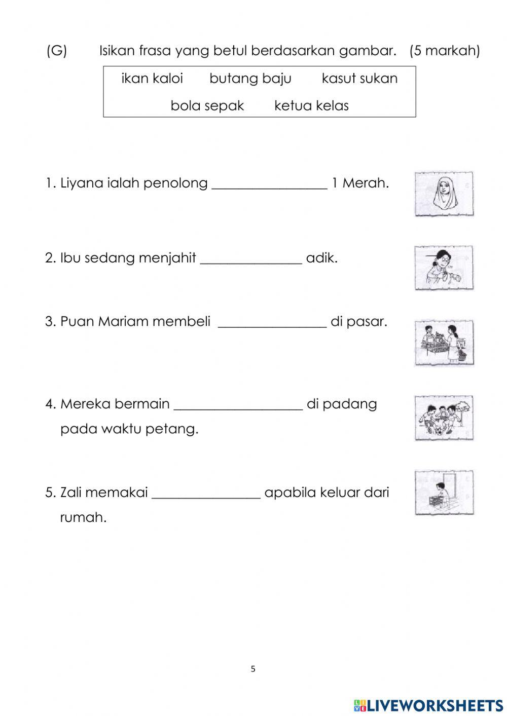 Penilaian Bahasa Melayu Tahun 1A JAN 2022