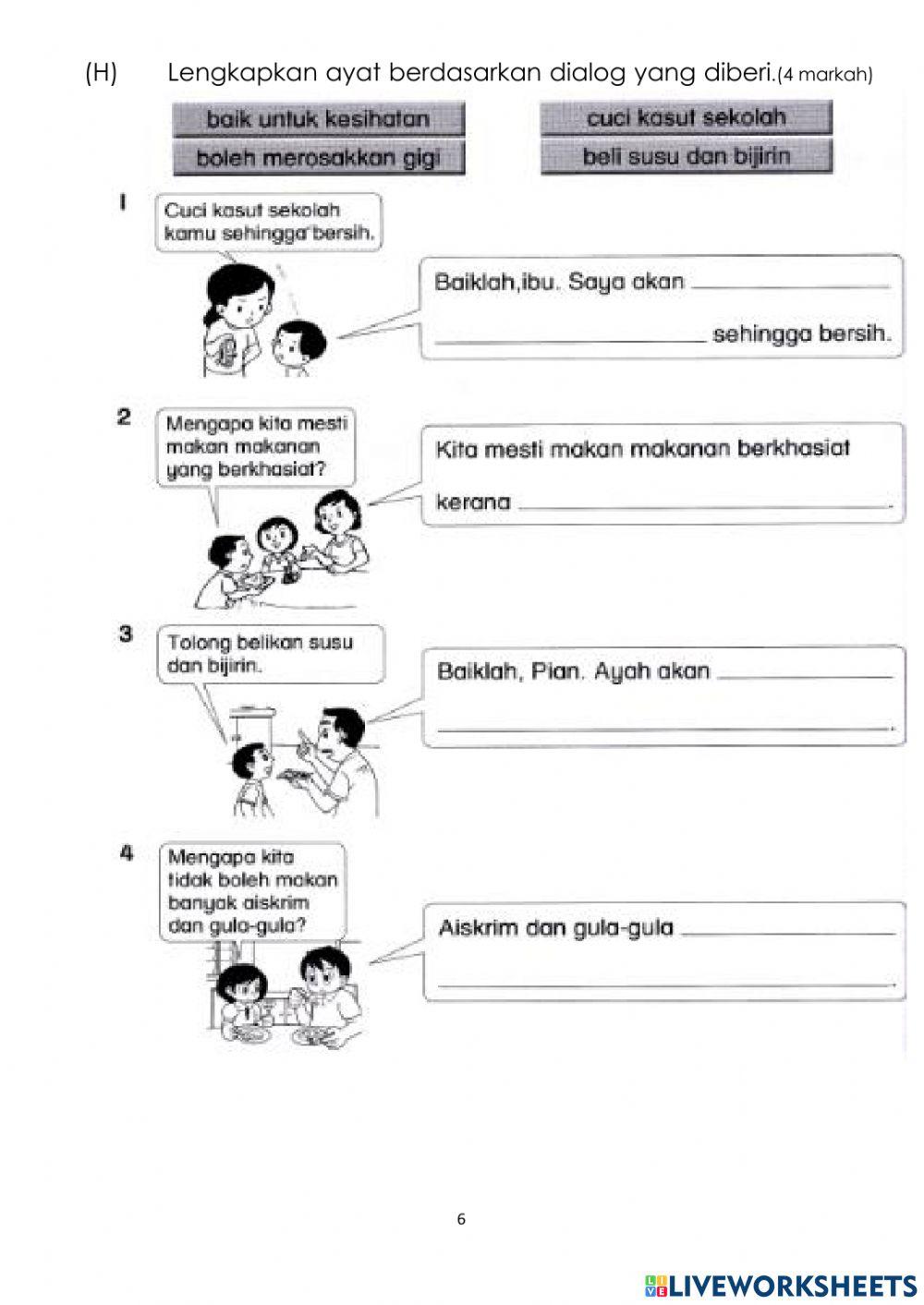 Penilaian Bahasa Melayu Tahun 1A JAN 2022