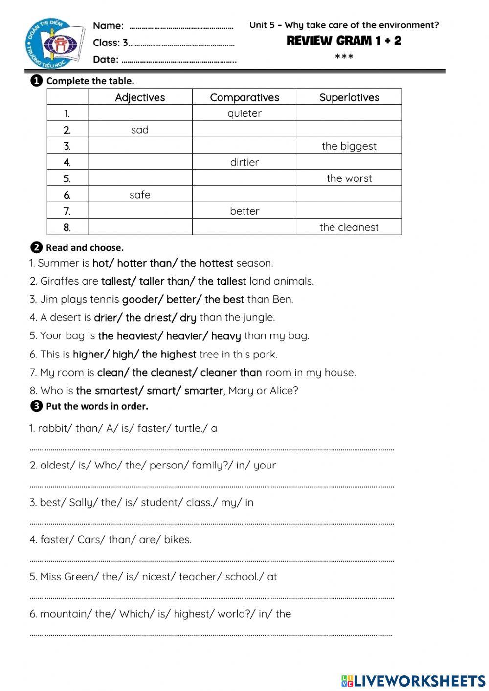 Comparatives and Superlatives