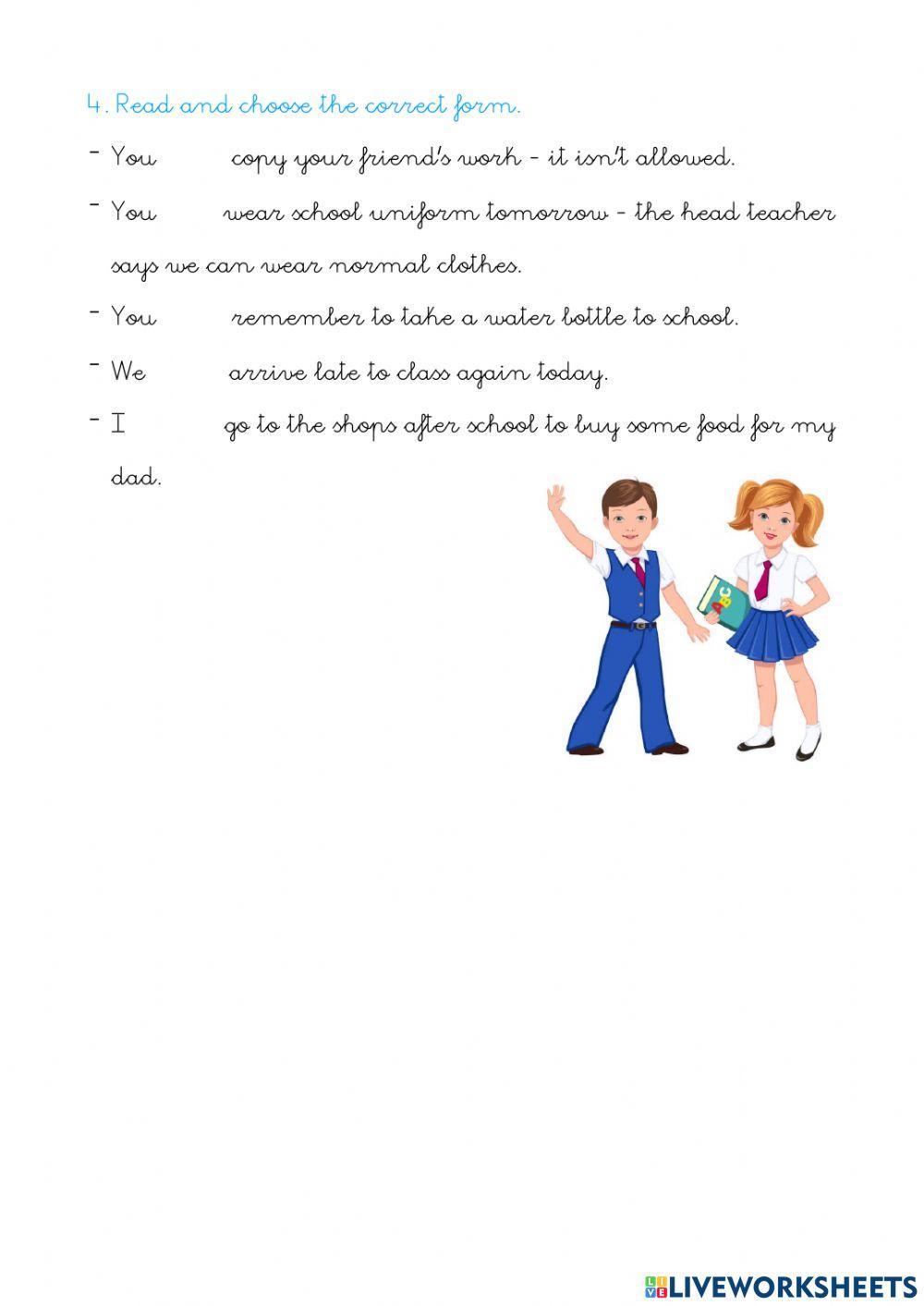 Modal verbs: need to, should and must.